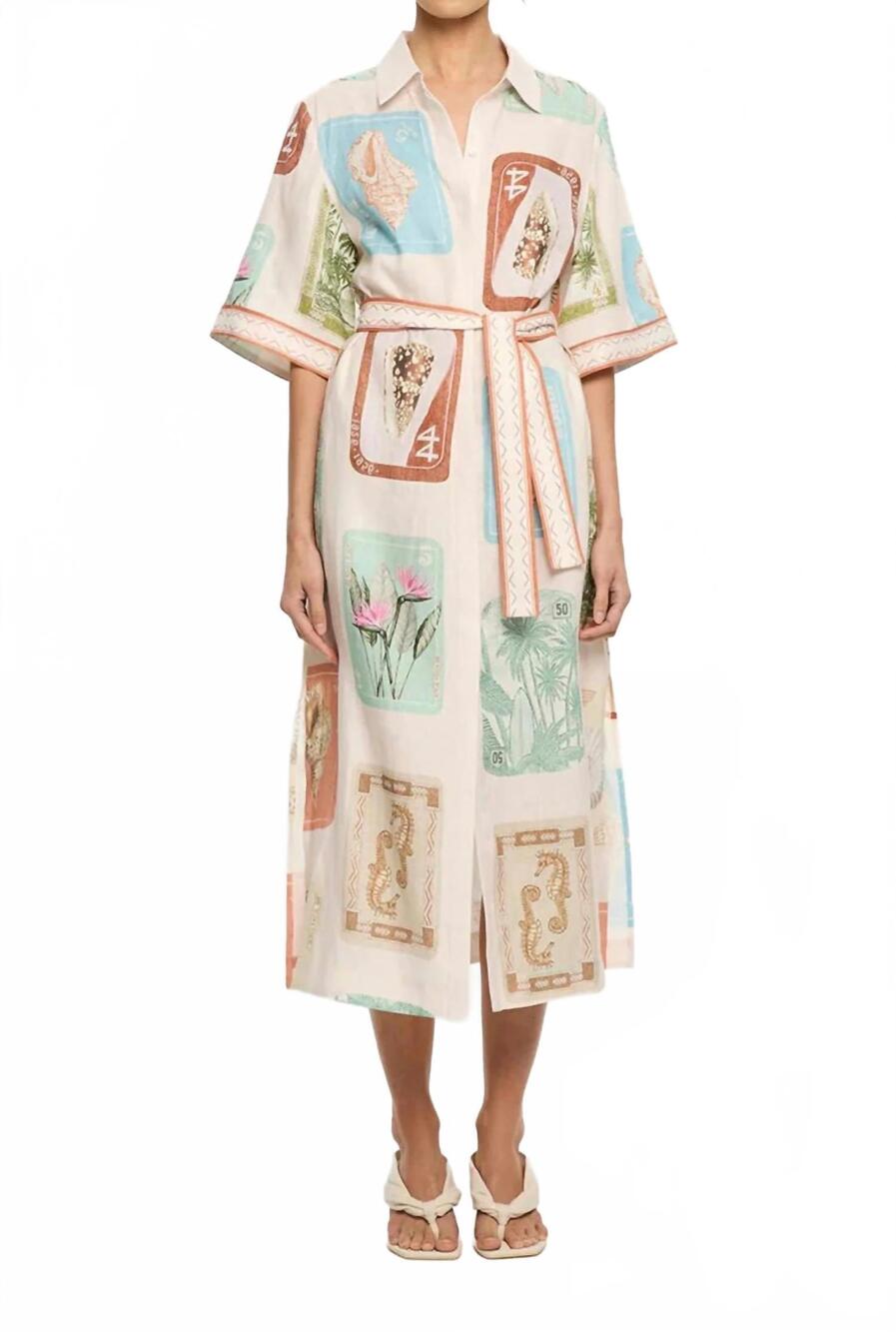 NEW KIVARI kimono shirt dress in coastline
